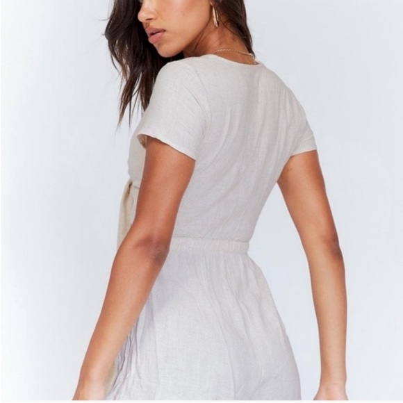 Princess Polly Ragnar Tie Front Linen Blend Coastal Boho Romper size 8 - Picture 6 of 7